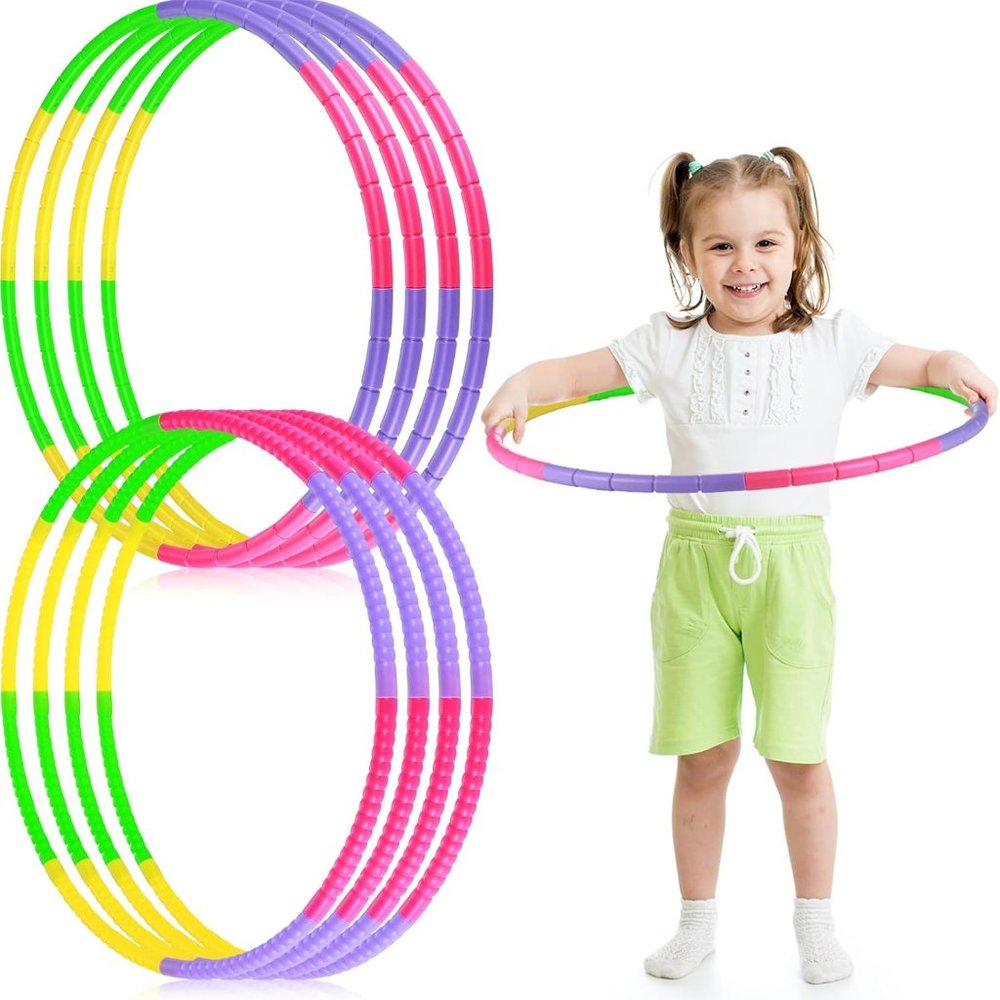 Pack Exercise Hoop for Boys Girls Adjustable Detachable Length Toy Color Plasti